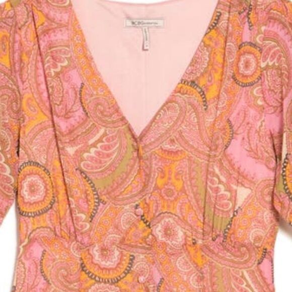 BCBGeneration Women’s Puff Sleeves Button Front Midi Dress in the Size 12 - Picture 5 of 7